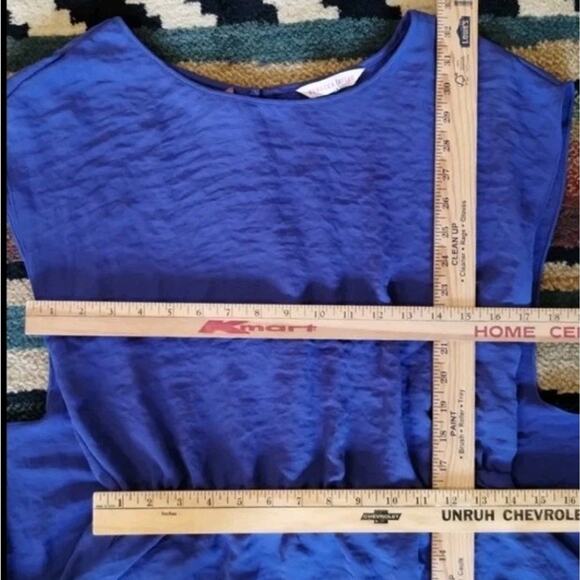 Rebecca Taylor Recycled Polyester Flowy Crepey Purple-Blue Cap Slv Mini Dress 6 - Picture 4 of 12